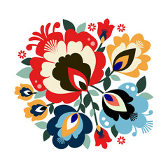 Beautiful traditional Polish folk decorative flowers vector
