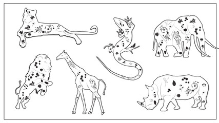 Vector illustration of a set of African animals. EPS 10.