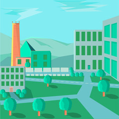 Industrial area illustration in flat style
