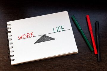 work life balance the inscription in the notebook