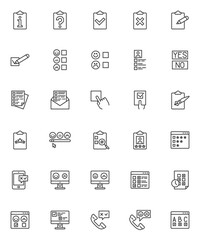 Survey, questionnaire line icons set