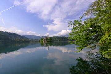 Fototapeta premium lake Bled, Slovenia, in the mountains