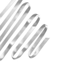 Silver ribbon on white background