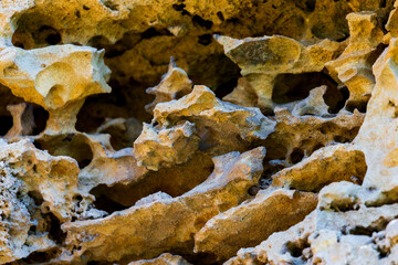 Rock erosion holes in a stone massive