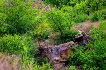 Beautiful green slopes of hills landscape