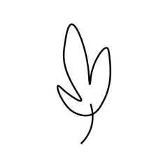 Vector minimalist plant leaf with a black line.One autumn simple hand drawn illustration on white isolated background in doodle style.Design for packaging,social media,posters,postcards.
