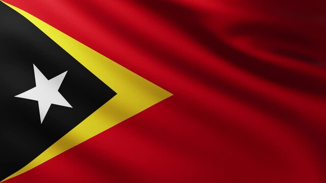 Large Flag of East Timor fullscreen background fluttering in the wind