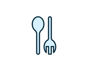 Fork and spoon line icon. High quality outline symbol for web design or mobile app. Thin line sign for design logo. Color outline pictogram on white background