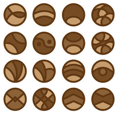 Set of spheres with native ethnic cookies candy concept design vector abstract