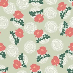 Vintage rose and lace. Seamless vector pattern for fabric and wrapping.