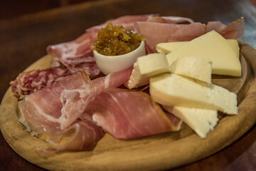 ham and cheese platter in Tuscany