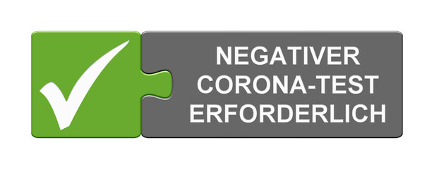 Puzzle Button zeigt: Negativer Corona-Test erforderlich