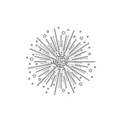 Obraz premium Vector geometric firework icon, black outline illustration isolated on white backgrkound. 