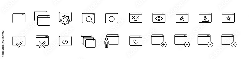 Canvas Prints set of browser line icons.