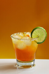 cocktail with ice and lemon