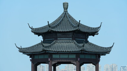 Fototapeta premium The beautiful and old Chinese garden view with the traditional designation