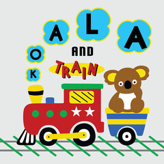 Naklejka premium koala ride train cartoon vector illustration