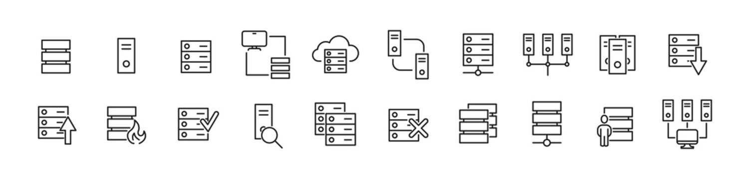 Stroke Vector Server Line Icons.