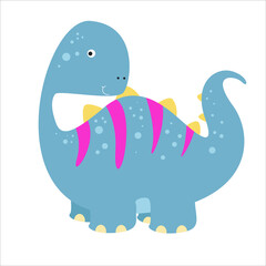 Cute Dino Flat Cartoon Character Vector Template Design Illustration