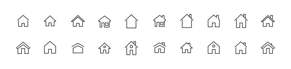 Vector set of house thin line icons.