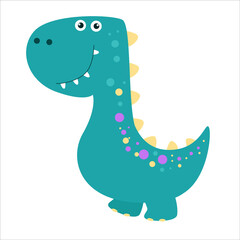 Cute Dino Flat Cartoon Character Vector Template Design Illustration