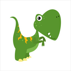 Cute Dino Flat Cartoon Character Vector Template Design Illustration