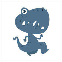 Cute Dino Flat Cartoon Character Vector Template Design Illustration