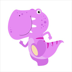 Cute Dino Flat Cartoon Character Vector Template Design Illustration