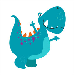 Cute Dino Flat Cartoon Character Vector Template Design Illustration