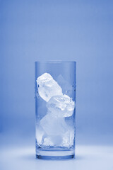 Glass with ice close up