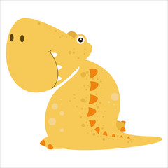 Cute Dino Flat Cartoon Character Vector Template Design Illustration
