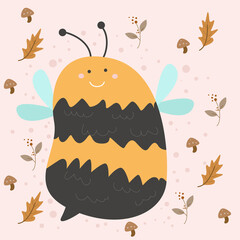 Cute Bee Activity Character Flat Cartoon Vector Template Design Illustration