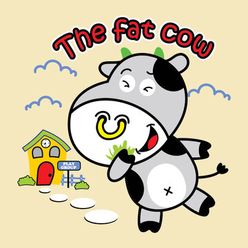 fat cow gardens cartoon vector illustartion 