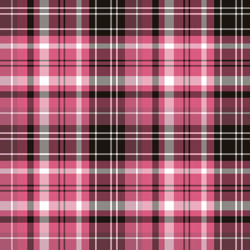 Seamless pattern in pink, white and black colors for plaid, fabric, textile, clothes, tablecloth and other things. Vector image.