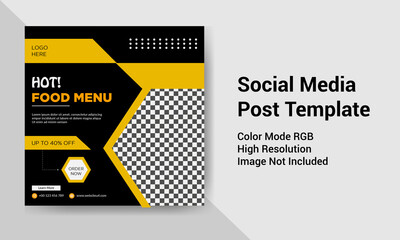 Creative square banner template design for restaurant food post on Instagram