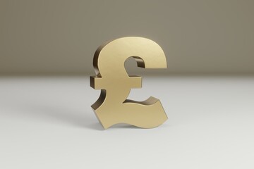 3D British Pound Symbol - gold