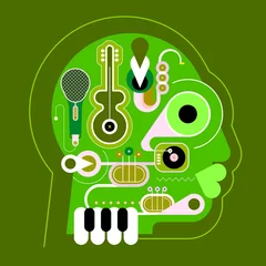 Tuinposter Muziek geesten. Menselijk hoofdvormontwerp bestaande uit verschillende muziekinstrumenten. ©  danjazzia