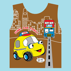 collection funny interesting cars cartoon vector 