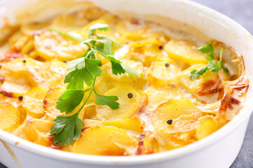 potato gratin with cream and cheese- gratin dauphinois