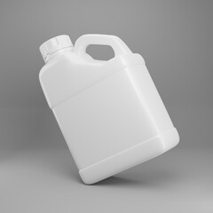 3d rendering white jerrycan on gray background, mock up