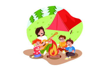 Kids Enjoying Picnic