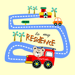 bear on his way cartton vector 