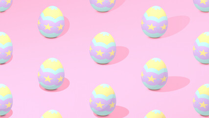 3d render pink Easter egg pattern background.