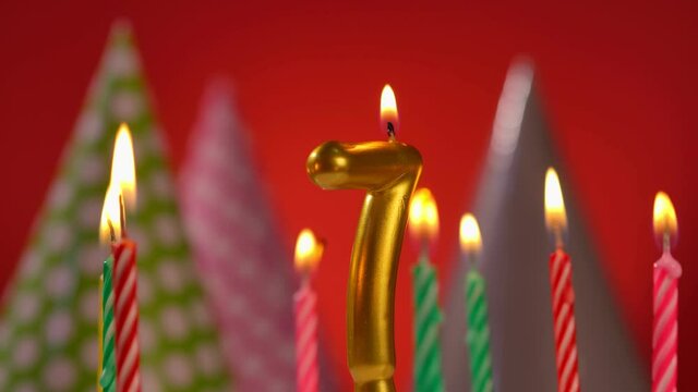 Birthday Burning 7 Candle. Happy Birthday background  anniversary celebration concept