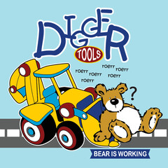 bear his heavy equipment cartoon vector 