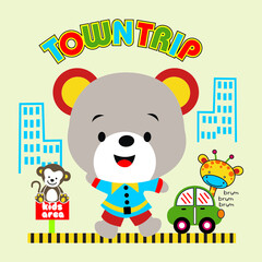 bear his friend cartoon vector illustration 