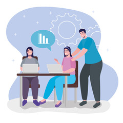 team workers characters