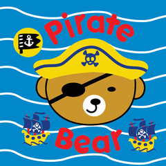 bear becomes small cute piratecartoon vector 