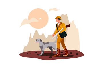 Hunting animals. Outdoor Activities Illustration concept