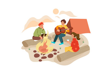 Camping. Outdoor Activities Illustration concept